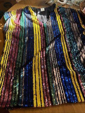 By Together Multicolor Sequin Striped Mini Dress